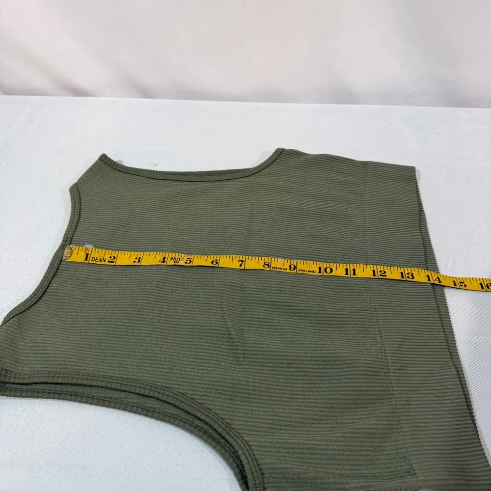 Yogalicious ribbed crop tank Top XL Green Exercise Activewear Yoga Fashion - Picture 5 of 9